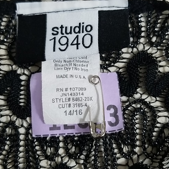 Studio 1940 Black Lace and Tricot Top - Picture 7 of 8